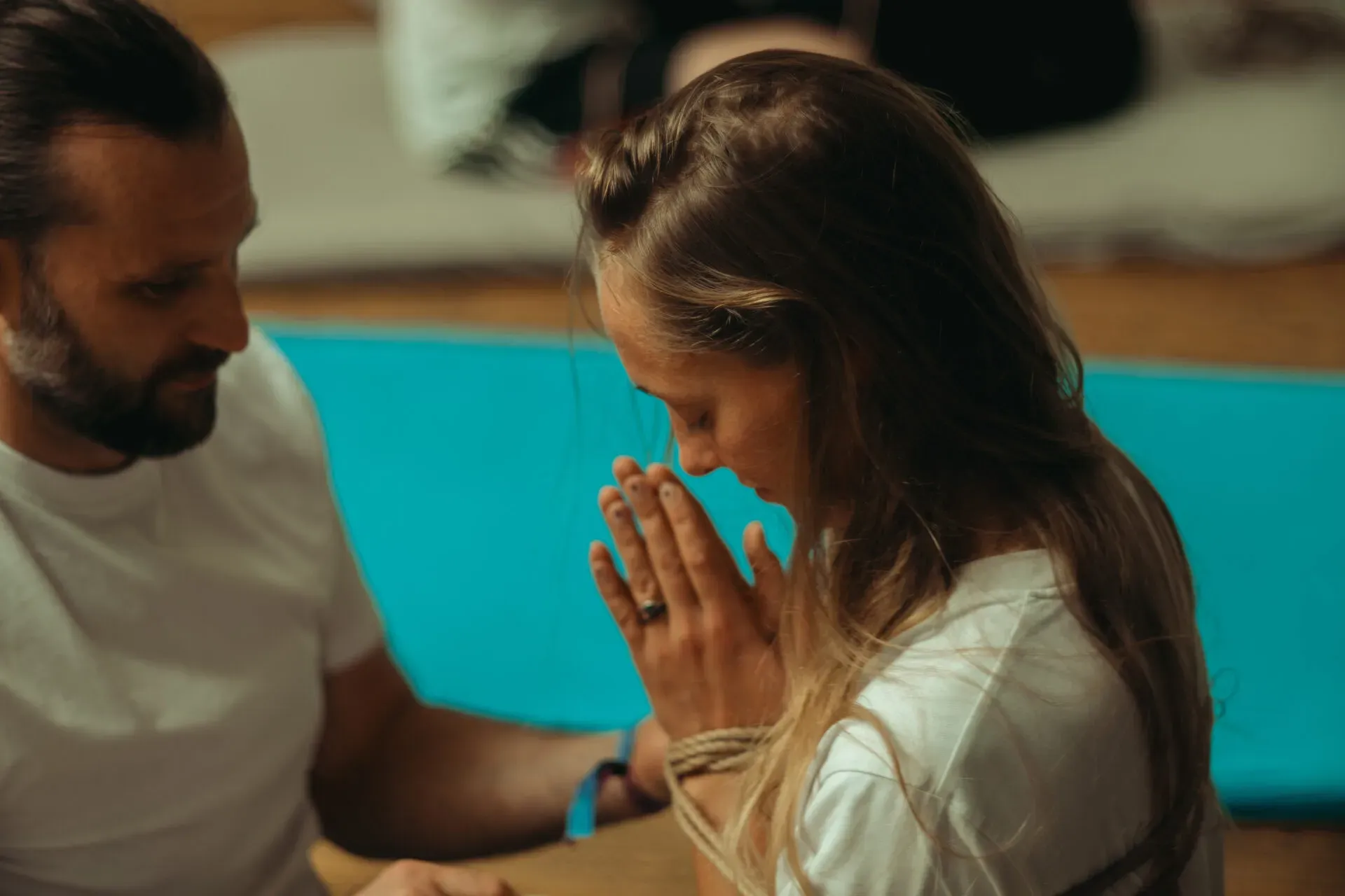 A quiet moment of gratitude during a ceremony